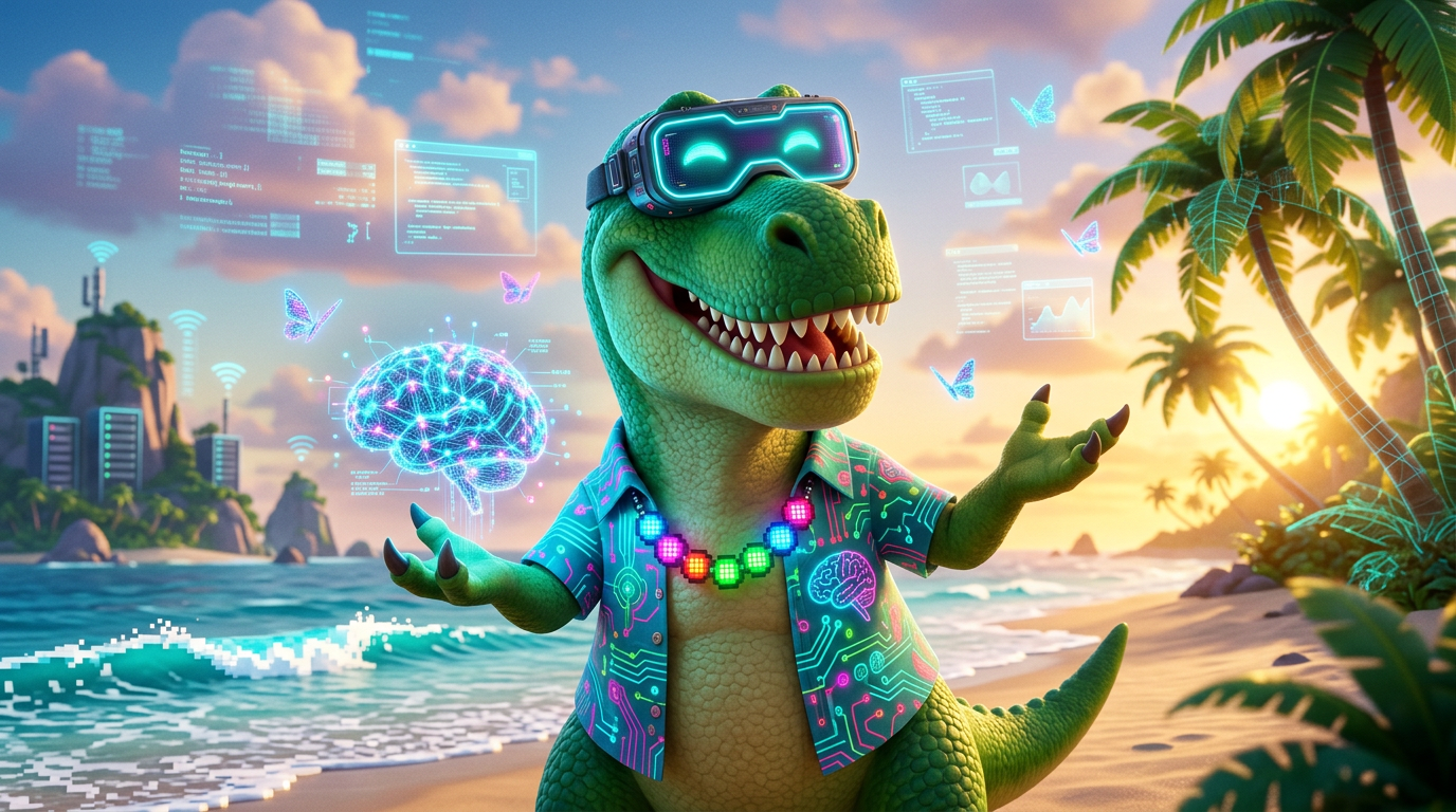 Каргозавр плывёт по морю