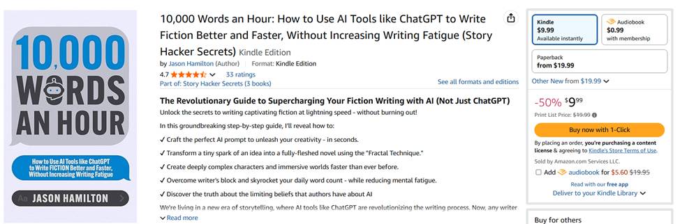 За 20 долларов можно купить бумажную версию книги о том, как писать книги с помощью ИИ. Интересно, книга о том, как писать книги с помощью ИИ, тоже была написана с помощью ИИ?