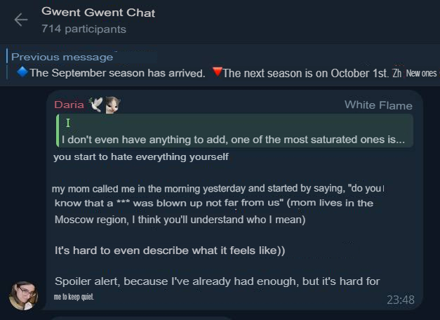 Translated from Russian by an automatic translator: https://t.me/gwent_ru/1772523 | https://web.archive.org/web/20250917230939/https://t.me/gwent_ru/1772523