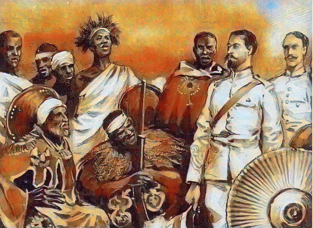 Николай Леонтьев при дворе эфиопского императора Менелика II, колоризованы автором